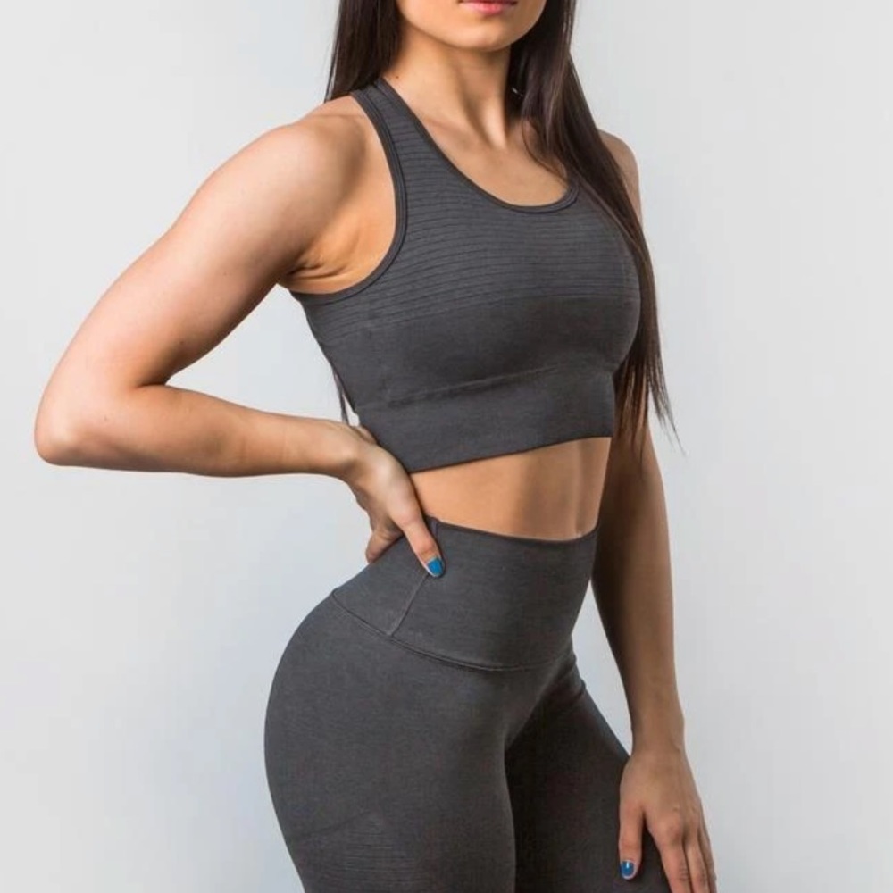 Alphalete Revival Vault Sports Bra Charcoal Gray Small